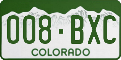 CO license plate 008BXC