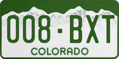 CO license plate 008BXT