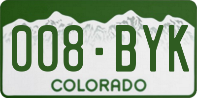 CO license plate 008BYK