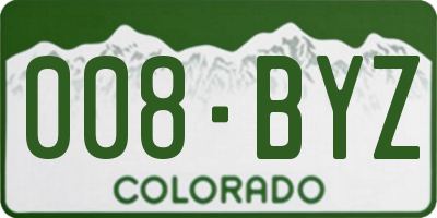 CO license plate 008BYZ