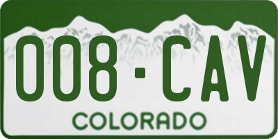 CO license plate 008CAV