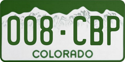 CO license plate 008CBP