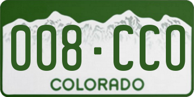CO license plate 008CCO