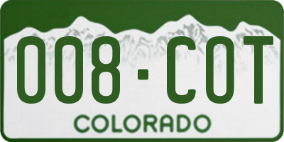 CO license plate 008COT
