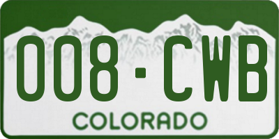 CO license plate 008CWB