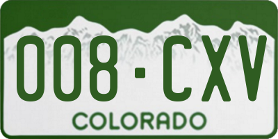 CO license plate 008CXV