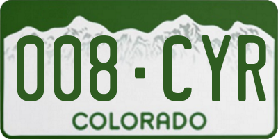 CO license plate 008CYR