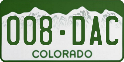 CO license plate 008DAC