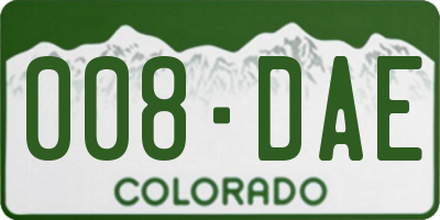 CO license plate 008DAE