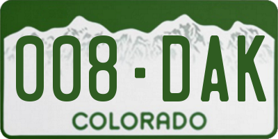 CO license plate 008DAK