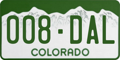 CO license plate 008DAL