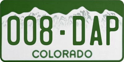 CO license plate 008DAP