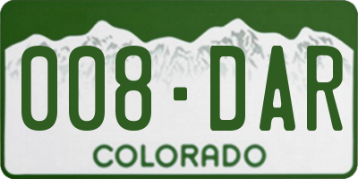 CO license plate 008DAR
