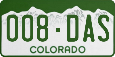 CO license plate 008DAS