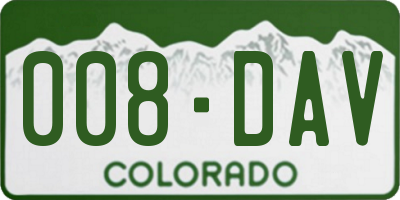 CO license plate 008DAV