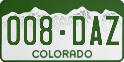 CO license plate 008DAZ