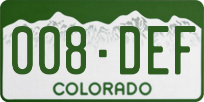 CO license plate 008DEF