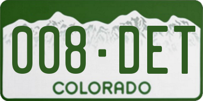 CO license plate 008DET