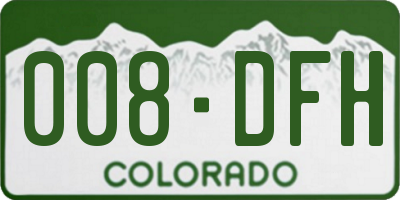CO license plate 008DFH