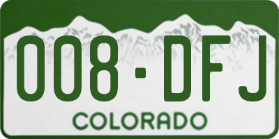 CO license plate 008DFJ