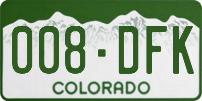 CO license plate 008DFK