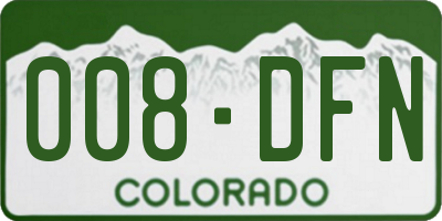 CO license plate 008DFN