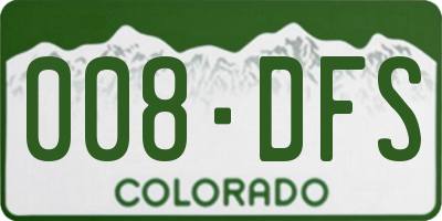 CO license plate 008DFS