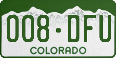CO license plate 008DFU