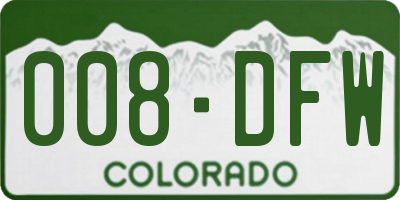 CO license plate 008DFW