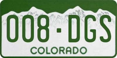 CO license plate 008DGS