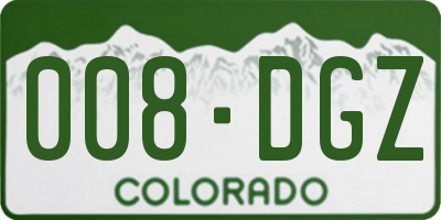 CO license plate 008DGZ