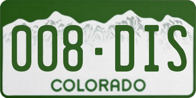 CO license plate 008DIS