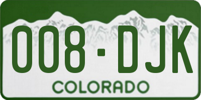CO license plate 008DJK