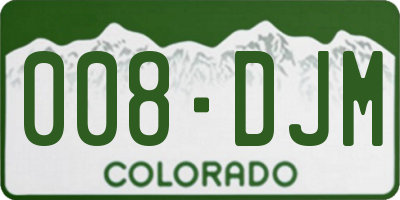 CO license plate 008DJM