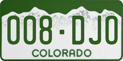 CO license plate 008DJO