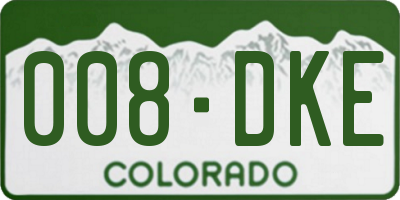 CO license plate 008DKE