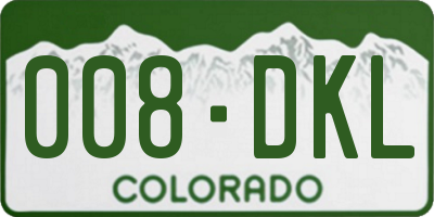 CO license plate 008DKL
