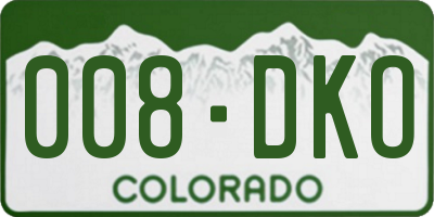 CO license plate 008DKO