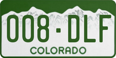 CO license plate 008DLF