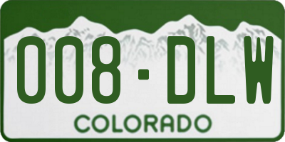 CO license plate 008DLW