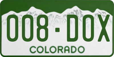 CO license plate 008DOX