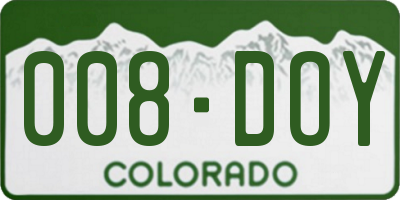 CO license plate 008DOY