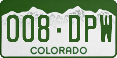 CO license plate 008DPW