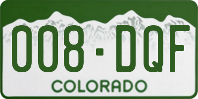 CO license plate 008DQF