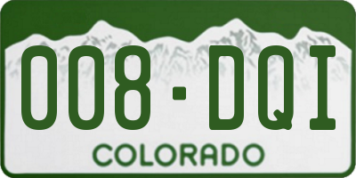 CO license plate 008DQI