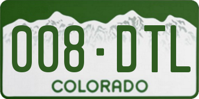 CO license plate 008DTL