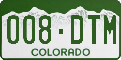CO license plate 008DTM