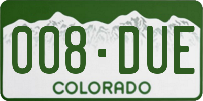 CO license plate 008DUE