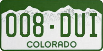 CO license plate 008DUI
