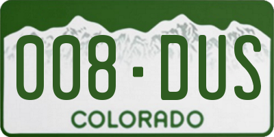 CO license plate 008DUS